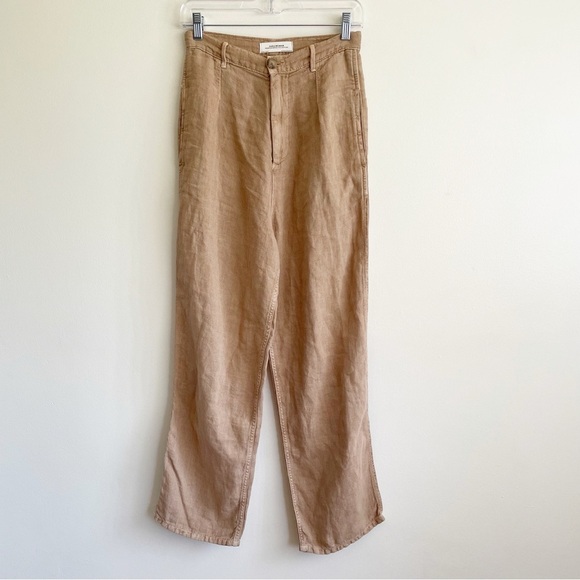Zara wide leg linen pants trousers high rise blogger fave europe minimalist work - Picture 2 of 13